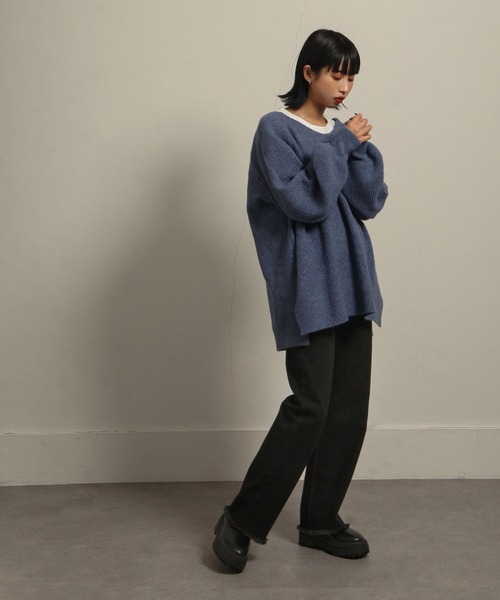 Chillfar(チルファー)の「フリンジストレートデニムパンツ(デニムパンツ・レディース・ブラック/サックスブルー/ブルー/アイボリー/ワンウォッシュ・SMALL/MEDIUM)」の13枚目の写真