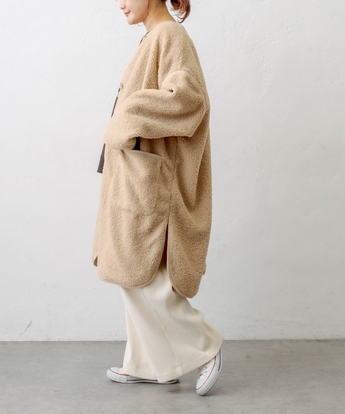 PUAL CE CIN（ピュアルセシン）の「ノーカラーパイピングボアコート