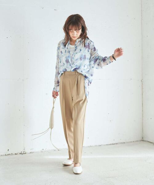 coen（コーエン）の「シアーアートプリントシャツ（シャツ/ブラウス・レディース・ベージュ/コバルトブルー/ダークグレー・MEDIUM/LARGE）」の6枚目の写真