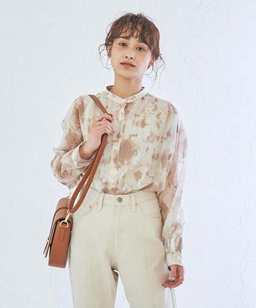 coen（コーエン）の「シアーアートプリントシャツ（シャツ/ブラウス・レディース・ベージュ/コバルトブルー/ダークグレー・MEDIUM/LARGE）」の10枚目の写真