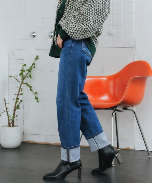 SOMETHING（サムシング）の「SOMETHING/サムシング STRAIGTH MID USED/STRAIGTH LOW WASH/STRAIGTH DARK BLUE ストレートストレッチデニム（デニムパンツ・レディース・ブルー/インディゴブルー/ダークインディゴブルー/ブルー系その他/ブラック・M/XS/S）」の5枚目の写真
