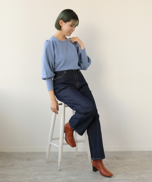 Simplicite（サンプリシテ）の「Natural Friendly Denim バギーパンツ◆（デニムパンツ・レディース・ネイビー/ブルー・SMALL/MEDIUM）」の3枚目の写真