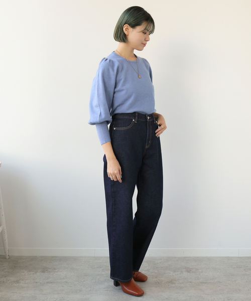 Simplicite（サンプリシテ）の「Natural Friendly Denim バギーパンツ◆（デニムパンツ・レディース・ネイビー/ブルー・SMALL/MEDIUM）」の4枚目の写真