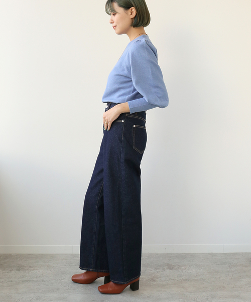 Simplicite（サンプリシテ）の「Natural Friendly Denim バギーパンツ◆（デニムパンツ・レディース・ネイビー/ブルー・SMALL/MEDIUM）」の7枚目の写真