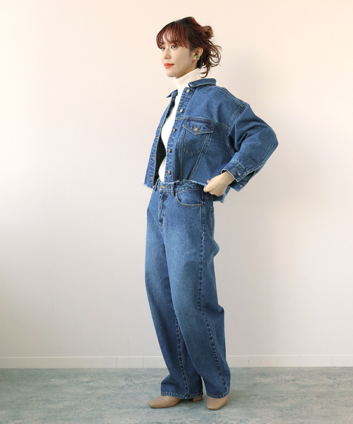 Simplicite（サンプリシテ）の「Natural Friendly Denim バギーパンツ◆（デニムパンツ・レディース・ネイビー/ブルー・SMALL/MEDIUM）」の11枚目の写真