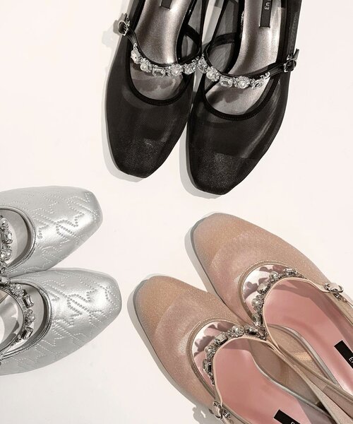 En Punto（エンプント）の「◆ビジューストラップバレエ（パンプス・レディース・チョコ/ブラック系2/ブルー系2・LL/S/M/L）」の12枚目の写真