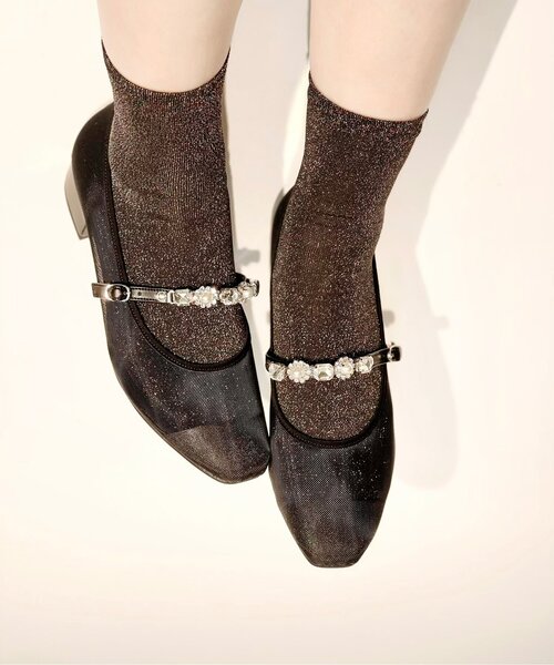 En Punto（エンプント）の「◆ビジューストラップバレエ（パンプス・レディース・チョコ/ブラック系2/ブルー系2・LL/S/M/L）」の2枚目の写真