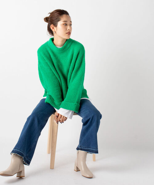 NOLLEY’S(ノーリーズ)の「◇【WEB限定】ブークレーファンシーヤーンニット(ニット/セーター・レディース・ライトブルー/チャコールグレー/ミント/ベビーピンク・FREE)」の5枚目の写真