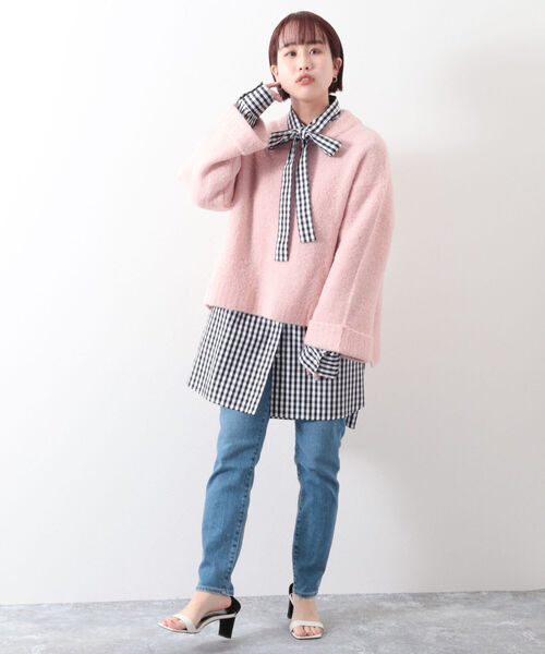 NOLLEY’S(ノーリーズ)の「◇【WEB限定】ブークレーファンシーヤーンニット(ニット/セーター・レディース・ライトブルー/チャコールグレー/ミント/ベビーピンク・FREE)」の6枚目の写真