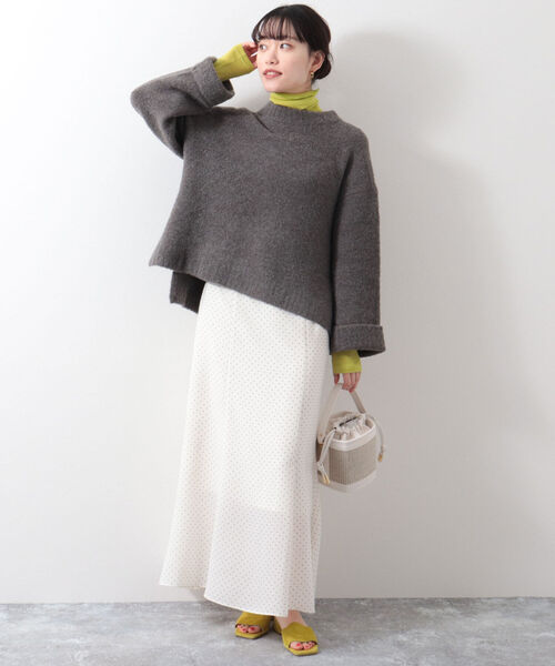 NOLLEY’S(ノーリーズ)の「◇【WEB限定】ブークレーファンシーヤーンニット(ニット/セーター・レディース・ライトブルー/チャコールグレー/ミント/ベビーピンク・FREE)」の7枚目の写真
