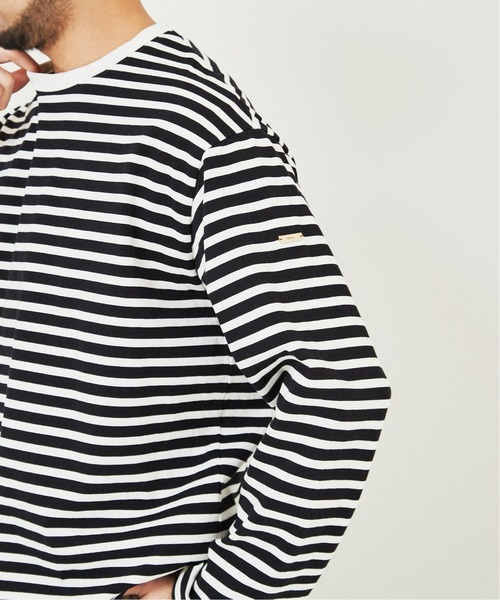 EDIFICE（エディフィス）の「オーバーサイズ ロングスリーブ ボーダー Tシャツ（Tシャツ/カットソー・メンズ・ベージュ/ネイビー/ブラック・LARGE/MEDIUM）」の8枚目の写真