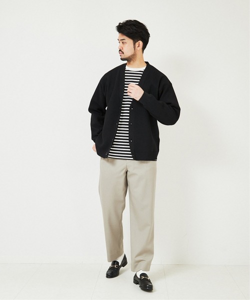 EDIFICE（エディフィス）の「オーバーサイズ ロングスリーブ ボーダー Tシャツ（Tシャツ/カットソー・メンズ・ベージュ/ネイビー/ブラック・LARGE/MEDIUM）」の10枚目の写真