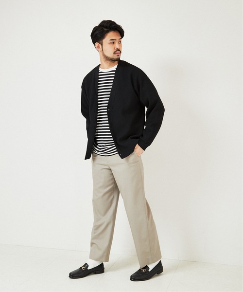 EDIFICE（エディフィス）の「オーバーサイズ ロングスリーブ ボーダー Tシャツ（Tシャツ/カットソー・メンズ・ベージュ/ネイビー/ブラック・LARGE/MEDIUM）」の11枚目の写真