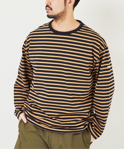 EDIFICE（エディフィス）の「オーバーサイズ ロングスリーブ ボーダー Tシャツ（Tシャツ/カットソー・メンズ・ベージュ/ネイビー/ブラック・LARGE/MEDIUM）」の14枚目の写真