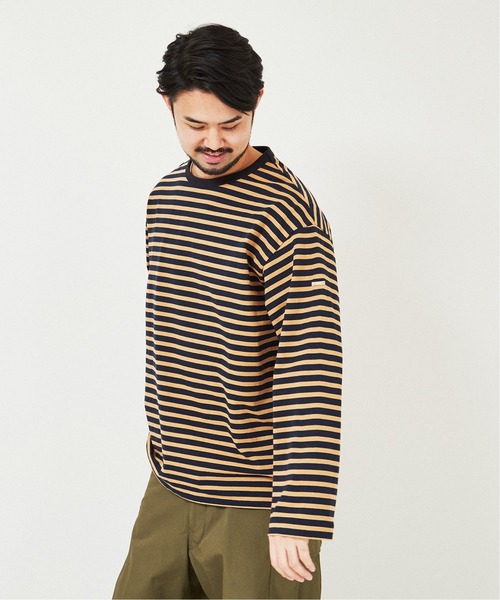 EDIFICE（エディフィス）の「オーバーサイズ ロングスリーブ ボーダー Tシャツ（Tシャツ/カットソー・メンズ・ベージュ/ネイビー/ブラック・LARGE/MEDIUM）」の16枚目の写真