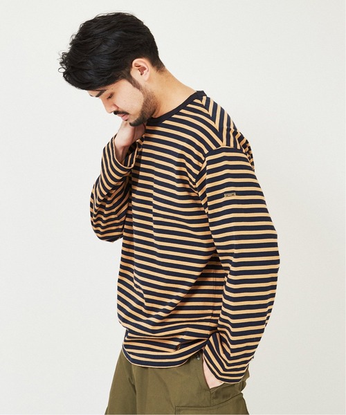 EDIFICE（エディフィス）の「オーバーサイズ ロングスリーブ ボーダー Tシャツ（Tシャツ/カットソー・メンズ・ベージュ/ネイビー/ブラック・LARGE/MEDIUM）」の17枚目の写真