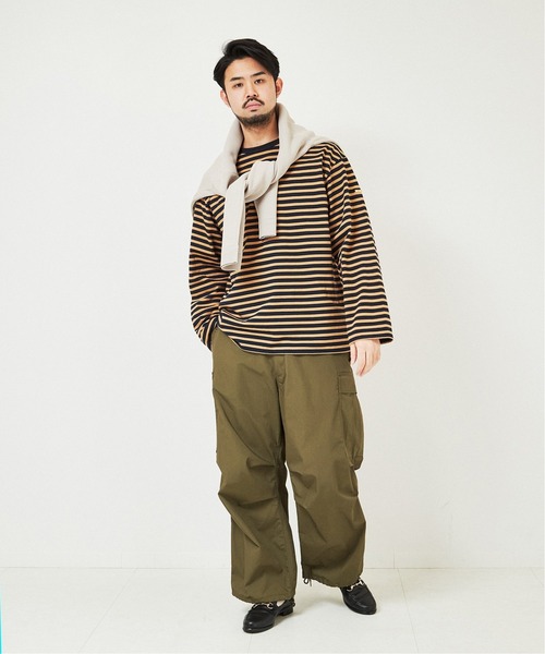 EDIFICE（エディフィス）の「オーバーサイズ ロングスリーブ ボーダー Tシャツ（Tシャツ/カットソー・メンズ・ベージュ/ネイビー/ブラック・LARGE/MEDIUM）」の21枚目の写真