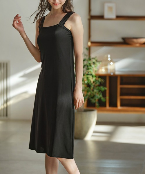 YU'NOW（ユナウ）の「ヒンヤリ冷感！【制菌】ブラ紐隠しのインナーワンピース（インナーウェア/肌着・レディース・オフホワイト/ベージュ/ブラック/チャコールグレー/ピンク/ブラウン・LARGE/X-LARGE/MEDIUM）」の3枚目の写真