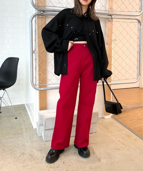 WHO'S WHO gallery（フーズフーギャラリー）の「PTNツイルストレートパンツ（その他パンツ・レディース・ネイビー/ブラック/レッド・FREE）」の15枚目の写真