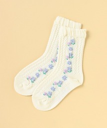 kladskap | お花とフロート編みクルーソックス【日本製】(ソックス/靴下)