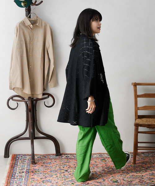 JOURNAL STANDARD relume（ジャーナルスタンダード　レリューム）の「Lattice ニット ポロシャツ（シャツ/ブラウス・メンズ・ブラック/グリーン/ブラウン/ナチュラル・MEDIUM/LARGE）」の5枚目の写真