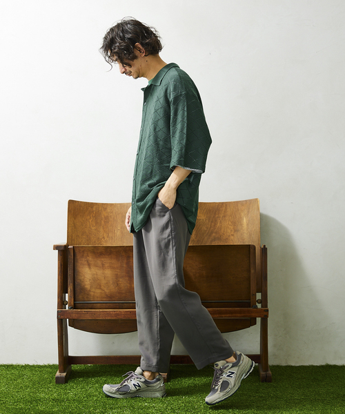 JOURNAL STANDARD relume（ジャーナルスタンダード　レリューム）の「Lattice ニット ポロシャツ（シャツ/ブラウス・メンズ・ブラック/グリーン/ブラウン/ナチュラル・MEDIUM/LARGE）」の10枚目の写真