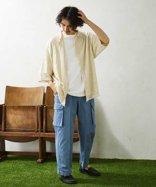 JOURNAL STANDARD relume（ジャーナルスタンダード　レリューム）の「Lattice ニット ポロシャツ（シャツ/ブラウス・メンズ・ブラック/グリーン/ブラウン/ナチュラル・MEDIUM/LARGE）」の13枚目の写真