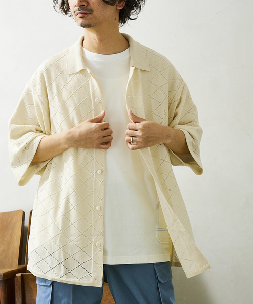 JOURNAL STANDARD relume（ジャーナルスタンダード　レリューム）の「Lattice ニット ポロシャツ（シャツ/ブラウス・メンズ・ブラック/グリーン/ブラウン/ナチュラル・MEDIUM/LARGE）」の15枚目の写真