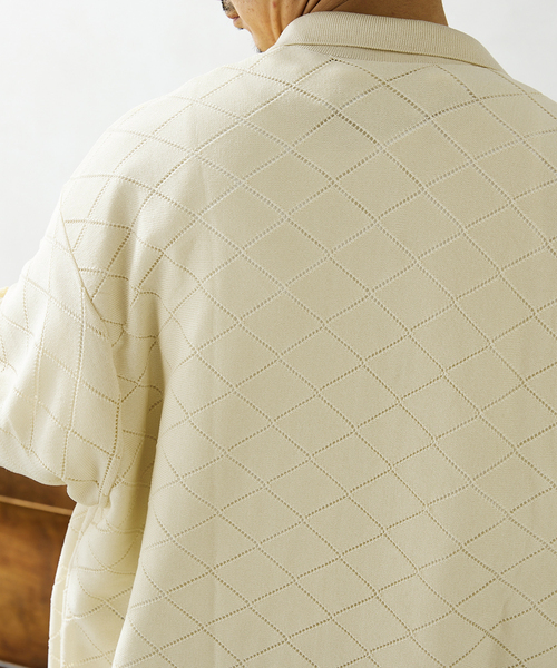 JOURNAL STANDARD relume（ジャーナルスタンダード　レリューム）の「Lattice ニット ポロシャツ（シャツ/ブラウス・メンズ・ブラック/グリーン/ブラウン/ナチュラル・MEDIUM/LARGE）」の16枚目の写真