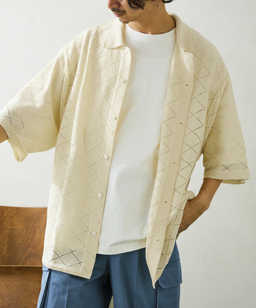 JOURNAL STANDARD relume（ジャーナルスタンダード　レリューム）の「Lattice ニット ポロシャツ（シャツ/ブラウス・メンズ・ブラック/グリーン/ブラウン/ナチュラル・MEDIUM/LARGE）」の17枚目の写真