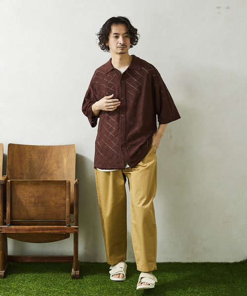 JOURNAL STANDARD relume（ジャーナルスタンダード　レリューム）の「Lattice ニット ポロシャツ（シャツ/ブラウス・メンズ・ブラック/グリーン/ブラウン/ナチュラル・MEDIUM/LARGE）」の19枚目の写真