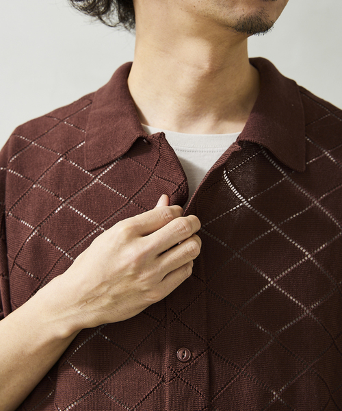 JOURNAL STANDARD relume（ジャーナルスタンダード　レリューム）の「Lattice ニット ポロシャツ（シャツ/ブラウス・メンズ・ブラック/グリーン/ブラウン/ナチュラル・MEDIUM/LARGE）」の22枚目の写真