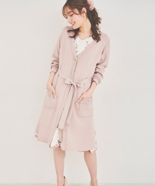 レッセパッセ LAISSE PASSE 春夏 向き お花 刺繍 の 可愛い ロング 丈 カーディガン 38 LAISSE PASSE レッセパッセ お花 の 刺繍 入り 夏 向き