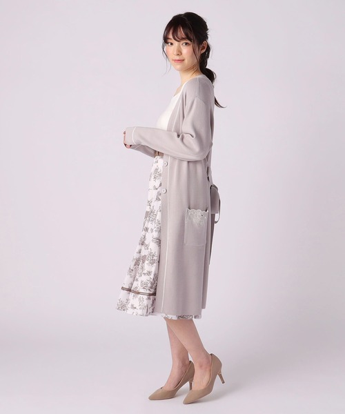 レッセパッセ LAISSE PASSE 春夏 向き お花 刺繍 の 可愛い ロング 丈 カーディガン 38 LAISSE PASSE レッセパッセ ベルト 付き 春 夏 フラワー