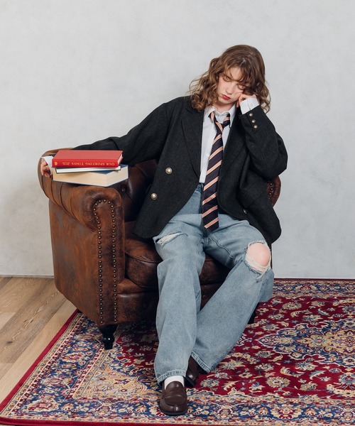 MUHET(ミュエータ)の「【セットアップ可能】ダブルブレザージャケット(テーラードジャケット・レディース・チャコールグレー/ブラウン/グリーン・SMALL/MEDIUM/X-LARGE)」の11枚目の写真