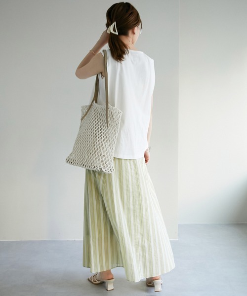 Lee（リー）の「【WEB限定】Lee/リー 別注ノースリーブTシャツ（Tシャツ/カットソー・レディース・ホワイト/チャコールグレー/パープル/ライトベージュ/グリーン・MEDIUM）」の8枚目の写真