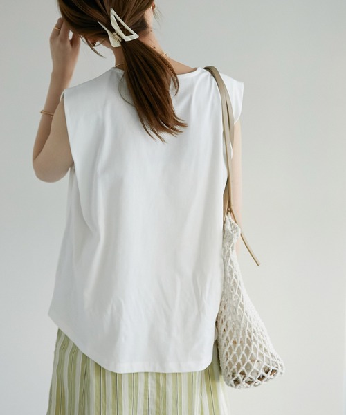 Lee（リー）の「【WEB限定】Lee/リー 別注ノースリーブTシャツ（Tシャツ/カットソー・レディース・ホワイト/チャコールグレー/パープル/ライトベージュ/グリーン・MEDIUM）」の12枚目の写真