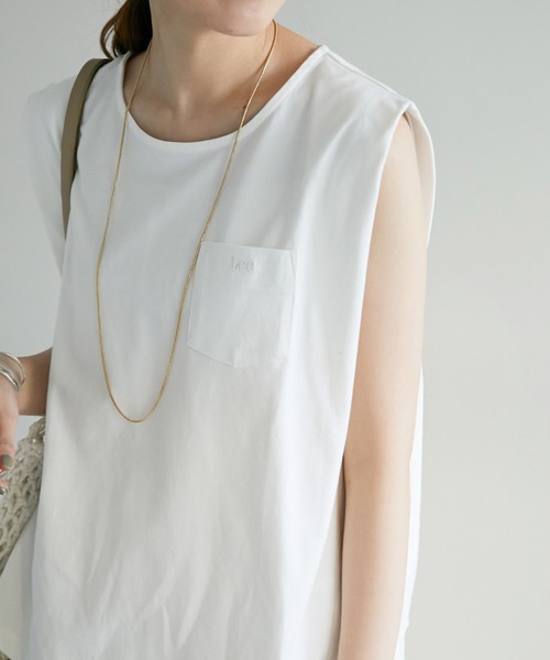 Lee（リー）の「【WEB限定】Lee/リー 別注ノースリーブTシャツ（Tシャツ/カットソー・レディース・ホワイト/チャコールグレー/パープル/ライトベージュ/グリーン・MEDIUM）」の14枚目の写真