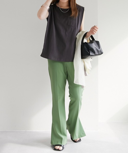 Lee（リー）の「【WEB限定】Lee/リー 別注ノースリーブTシャツ（Tシャツ/カットソー・レディース・ホワイト/チャコールグレー/パープル/ライトベージュ/グリーン・MEDIUM）」の15枚目の写真