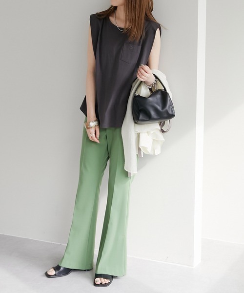 Lee（リー）の「【WEB限定】Lee/リー 別注ノースリーブTシャツ（Tシャツ/カットソー・レディース・ホワイト/チャコールグレー/パープル/ライトベージュ/グリーン・MEDIUM）」の18枚目の写真