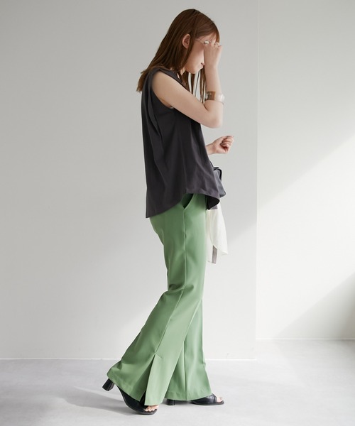 Lee（リー）の「【WEB限定】Lee/リー 別注ノースリーブTシャツ（Tシャツ/カットソー・レディース・ホワイト/チャコールグレー/パープル/ライトベージュ/グリーン・MEDIUM）」の16枚目の写真