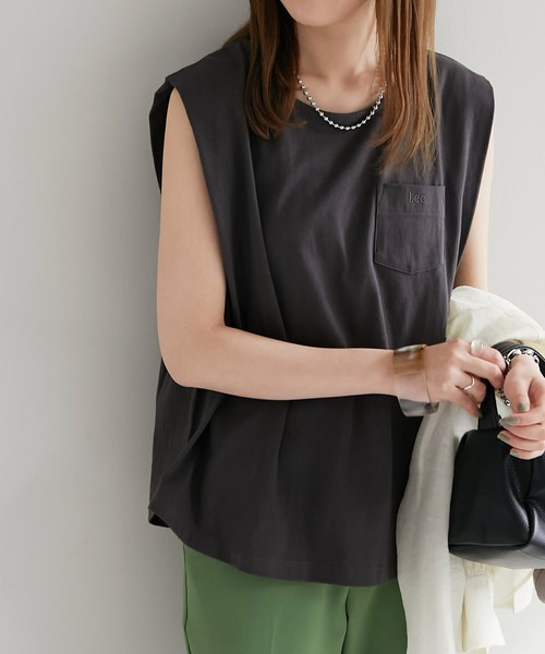 Lee（リー）の「【WEB限定】Lee/リー 別注ノースリーブTシャツ（Tシャツ/カットソー・レディース・ホワイト/チャコールグレー/パープル/ライトベージュ/グリーン・MEDIUM）」の20枚目の写真