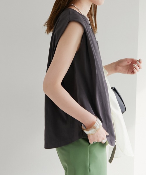 Lee（リー）の「【WEB限定】Lee/リー 別注ノースリーブTシャツ（Tシャツ/カットソー・レディース・ホワイト/チャコールグレー/パープル/ライトベージュ/グリーン・MEDIUM）」の21枚目の写真