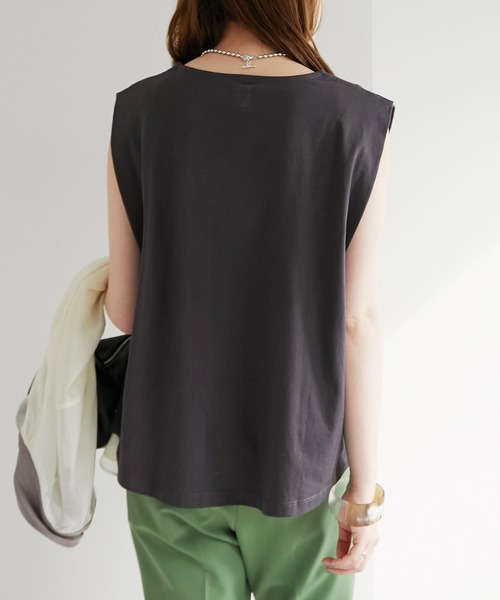 Lee（リー）の「【WEB限定】Lee/リー 別注ノースリーブTシャツ（Tシャツ/カットソー・レディース・ホワイト/チャコールグレー/パープル/ライトベージュ/グリーン・MEDIUM）」の22枚目の写真