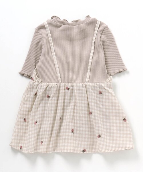 apres les cours(アプレレクール)の「ギンガム刺繍ドッキングTシャツ(Tシャツ/カットソー・キッズ・ベージュ/ラベンダー/ミント・120/130/80/140/100/110/90)」の6枚目の写真