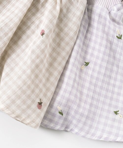 apres les cours(アプレレクール)の「ギンガム刺繍ドッキングTシャツ(Tシャツ/カットソー・キッズ・ベージュ/ラベンダー/ミント・120/130/80/140/100/110/90)」の13枚目の写真