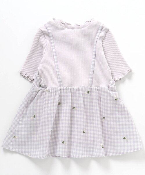 apres les cours(アプレレクール)の「ギンガム刺繍ドッキングTシャツ(Tシャツ/カットソー・キッズ・ベージュ/ラベンダー/ミント・120/130/80/140/100/110/90)」の14枚目の写真