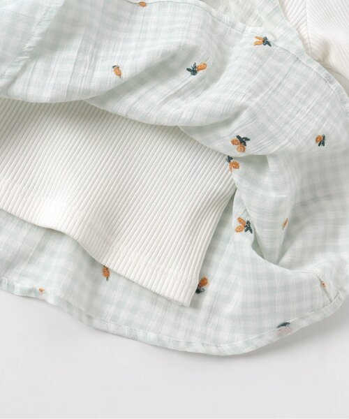 apres les cours(アプレレクール)の「ギンガム刺繍ドッキングTシャツ(Tシャツ/カットソー・キッズ・ベージュ/ラベンダー/ミント・120/130/80/140/100/110/90)」の19枚目の写真