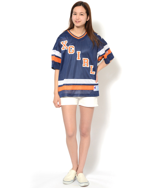 Champion(チャンピオン)の「【mini7月号掲載】X-girl × CHAMPION CHAMPION HOCKEY S/S SHIRT(Tシャツ/カットソー・レディース・ホワイト/ブラック/ネイビー・2/1)」の3枚目の写真