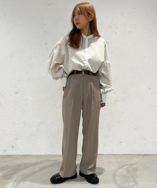 apres jour mignon(アプレジュールミニョン)の「クレリックストライプシャツ【ZOZOTOWN限定アイテム】(シャツ/ブラウス・レディース・サックスブルー/ネイビー/ベージュ・フリー/X-LARGE)」の8枚目の写真